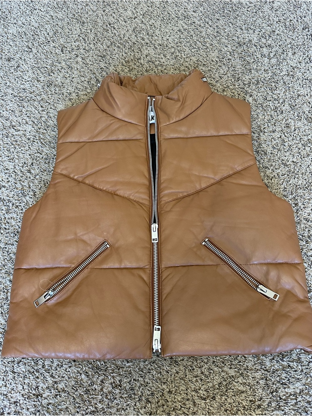 Walter Baker Tan Leather Puffer Vest
